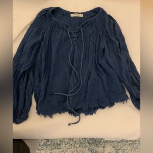 Free People Flowly Blue Top